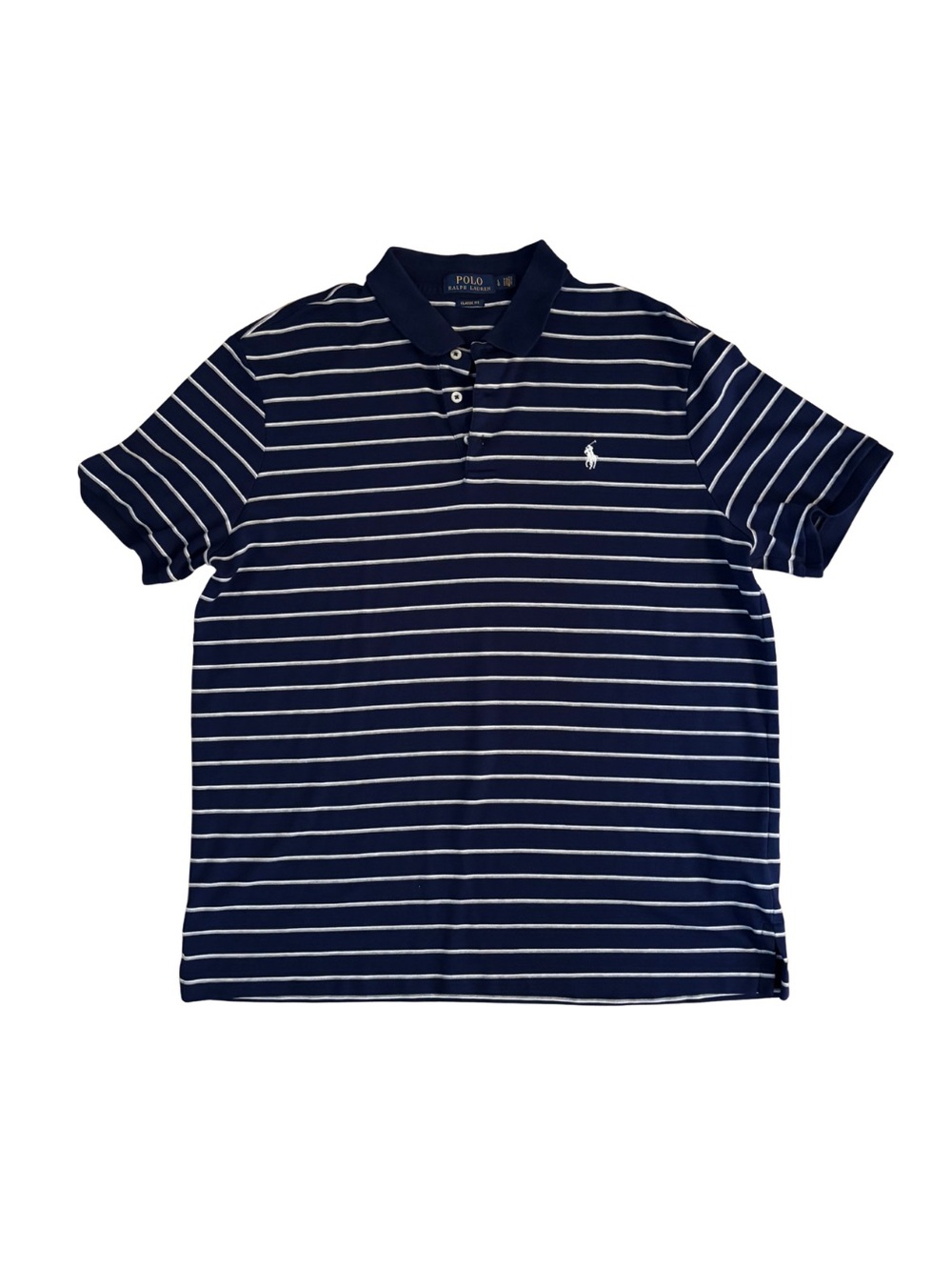 Ralph Lauren Navy & White Striped Polo Shirt